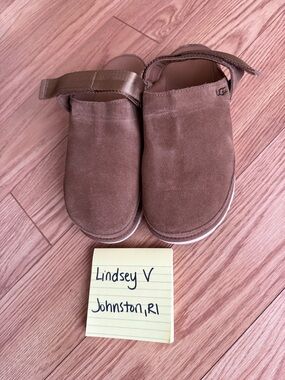 UGG Chestnut Suede Slip-On Clog with Ankle Strap goldenstar
